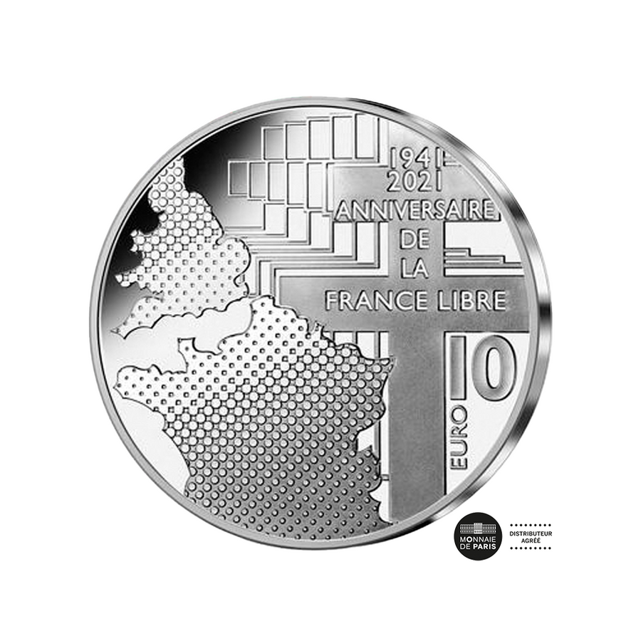 Couple Bi-Nationaux - De Gaulle & Churchill - 10€ Argent Colorisée BE - 2021