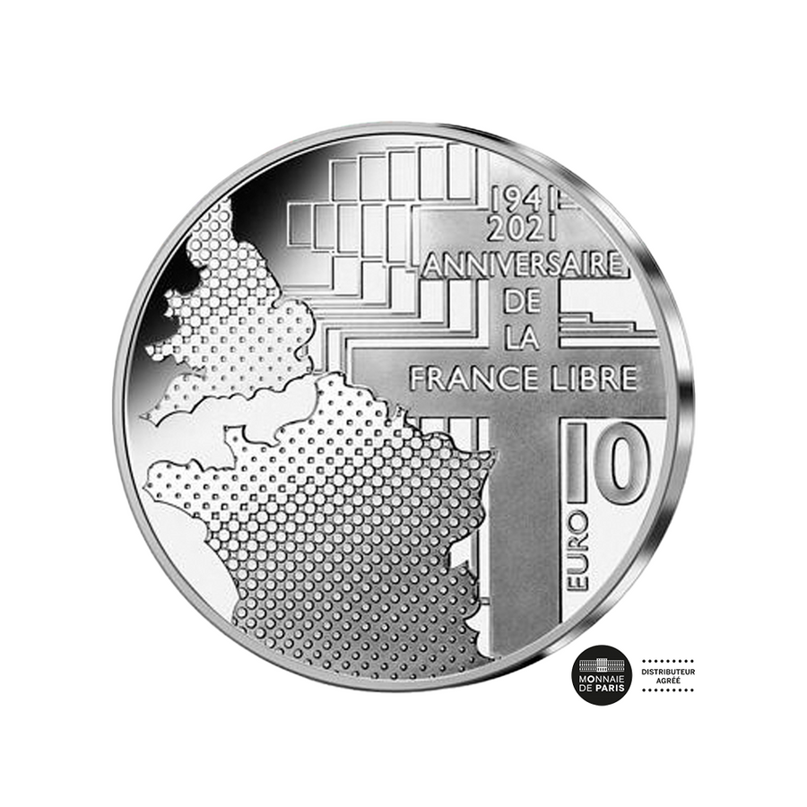 Bi -Nationaux - De Gaulle and Churchill couple - € 10 colored silver BE - 2021