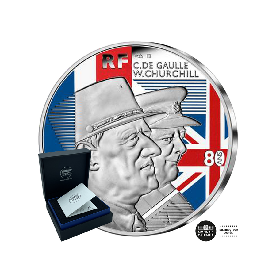 Bi -Nationaux - de Gaulle en Churchill -paar - € 10 gekleurd zilver be - 2021