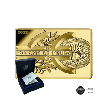 O 20º aniversário do Euro - Semeuse - Moeda de € 50 Gold - Be 1/4oz France - 2022