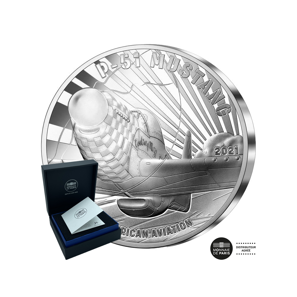 Mustang P51 - Currency of 50 € 5 OZ Silver - BE 2021
