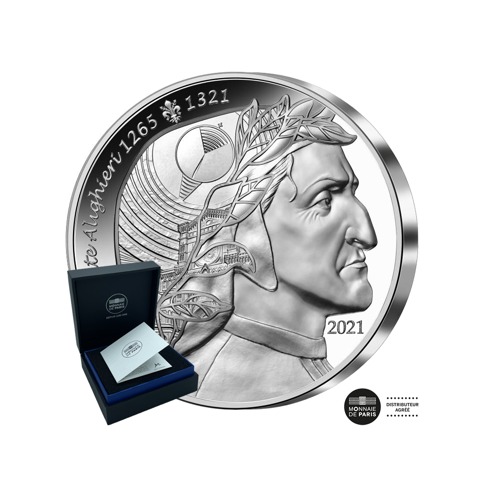 Die Kunst des Stifts: Dante Alighieri - 20 Euro Silber Frankreich 2021 sein