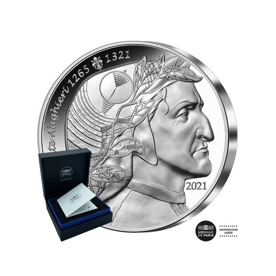 Die Kunst des Stifts: Dante Alighieri - 20 Euro Silber Frankreich 2021 sein