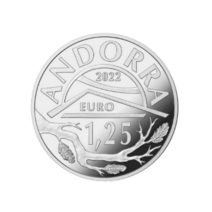 Andorra 2022 - lote de 2 x 1,25 euro comemorativo - Squirrel and Saint -Jean Church em Caselles