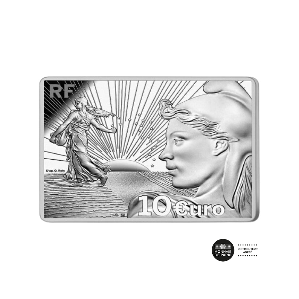 Il 20 ° anniversario dell'Euro - Semeuse - Valuta di 10 Euro Silver Be