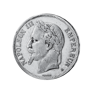Currency of 5 francs in solid silver "napoleon III laureate head"