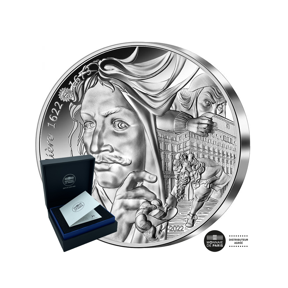 Die Kunst des Stifts - Molière - 20 Euro 1 Unz Hochrelief Silber
