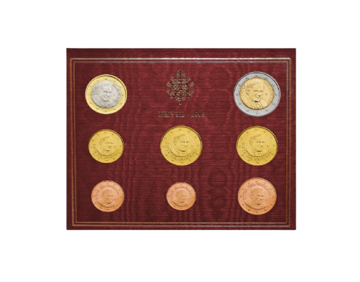 Conjunto de euros em euros da cidade do Vaticano 2008 - Pope Benoît XVI - Pacote de moeda oficial