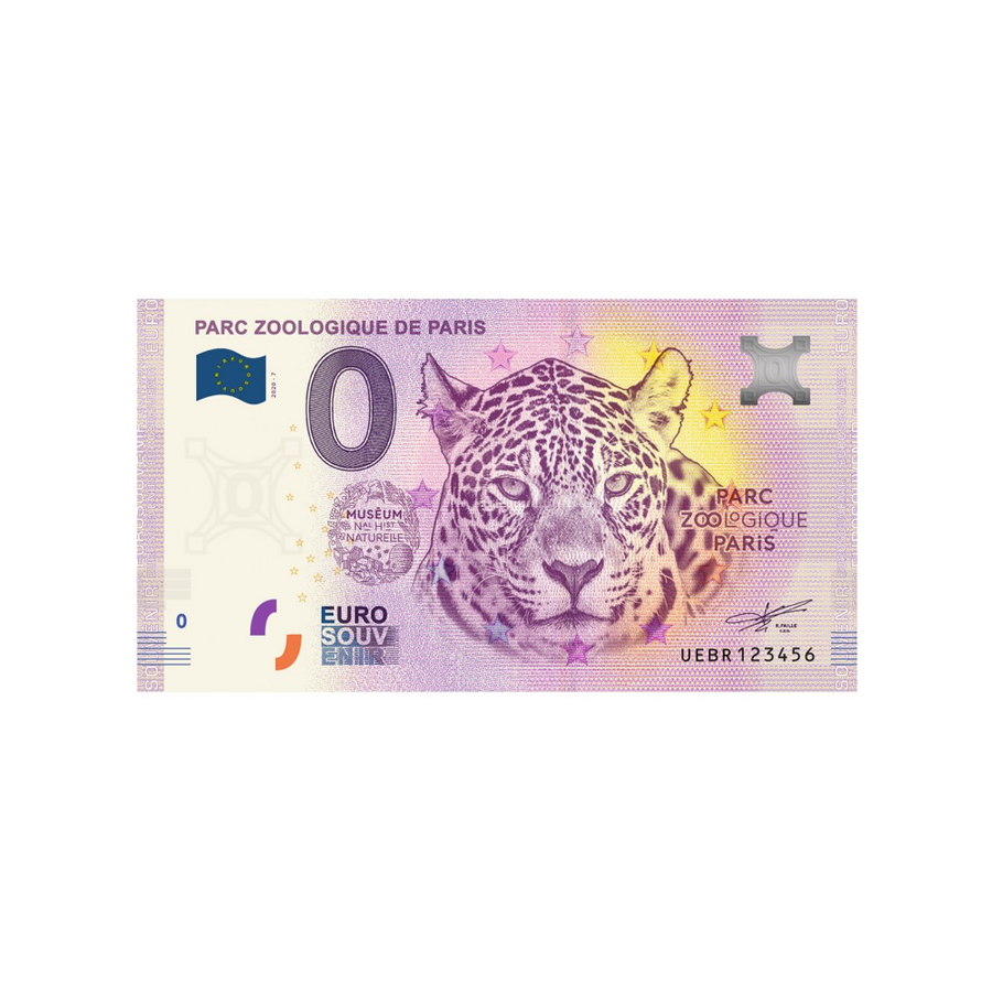Souvenir -Ticket von null Euro - Paris - Frankreich - 2020 Zoologischer Park