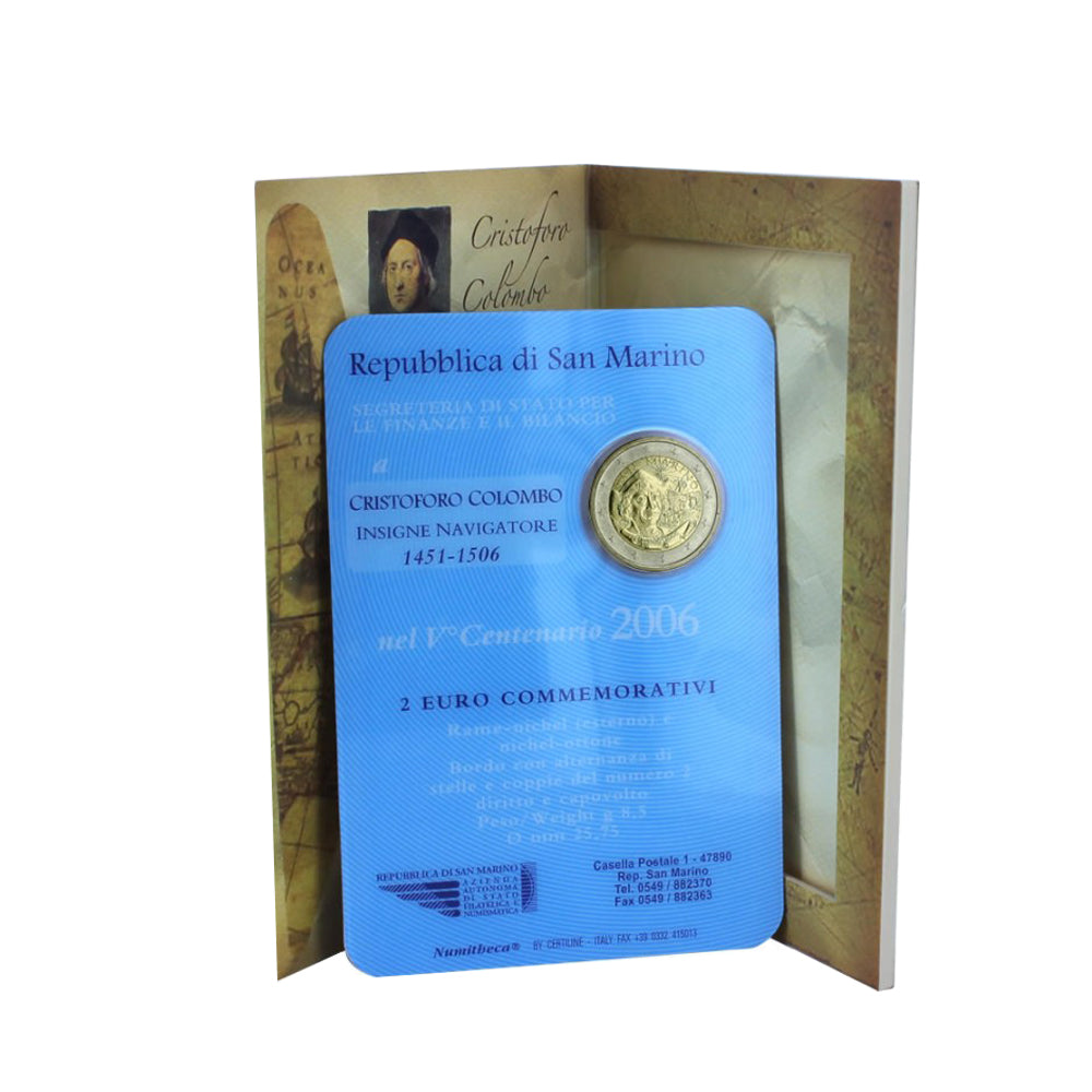 Saint -marin 2006 - 2 Euro comemorativo - Christopher Columbus - BU