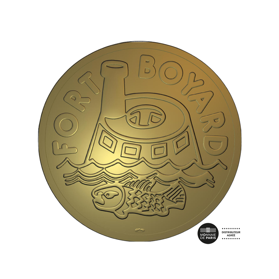 Fort Boyard Mini yellow metal medal 34 mm