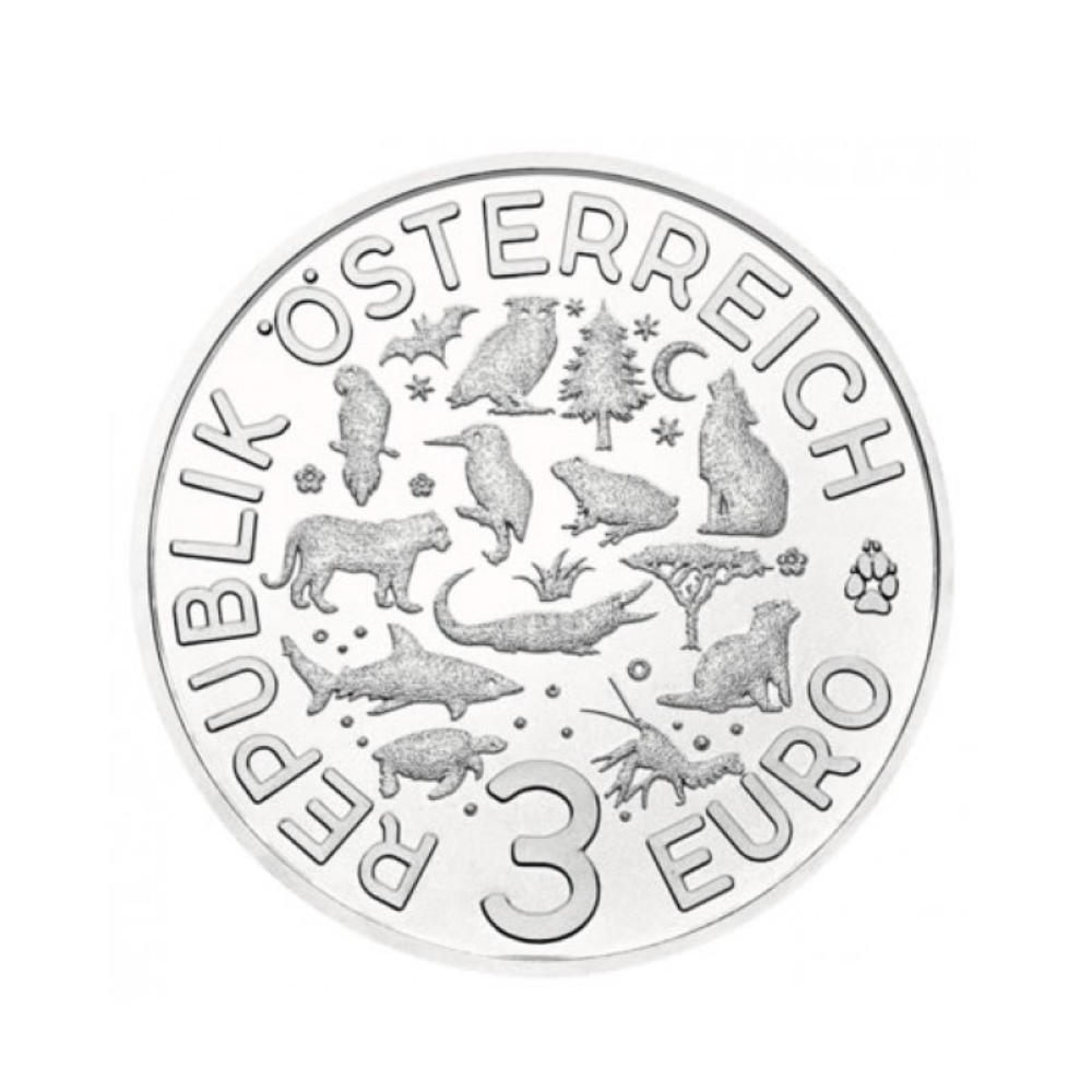 Áustria 2019 - 3 euros comemorativo - Tartaruga - 10/12