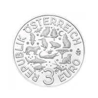 Áustria 2019 - 3 euros comemorativo - Tartaruga - 10/12