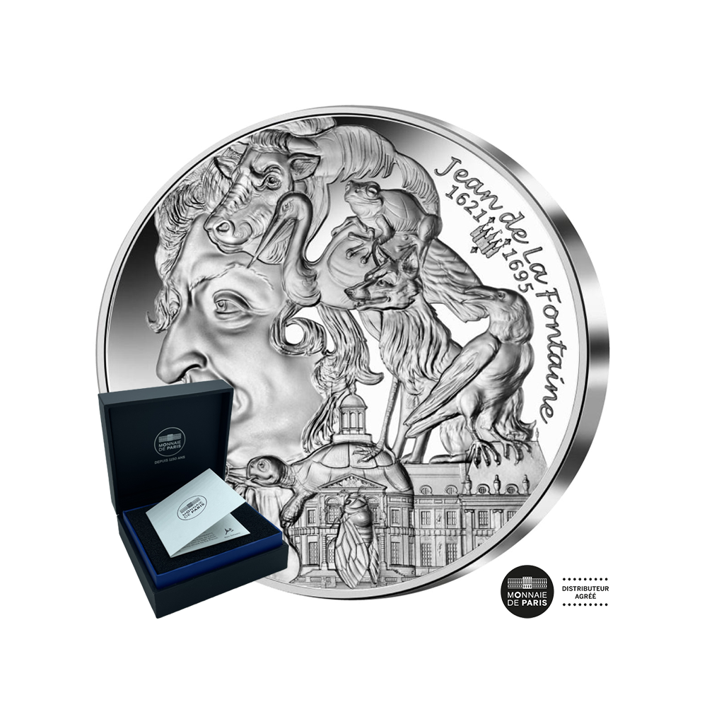 Währung von 20 € hoher Relief Silber - Jean de la Fontaine - L'Art de la Plume - Be 2021 sein