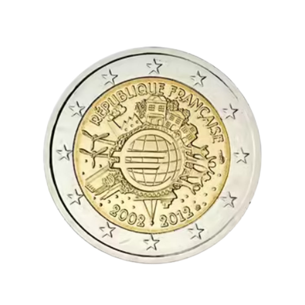 França 2012 - 2 euros comemorativo - 10 anos do euro