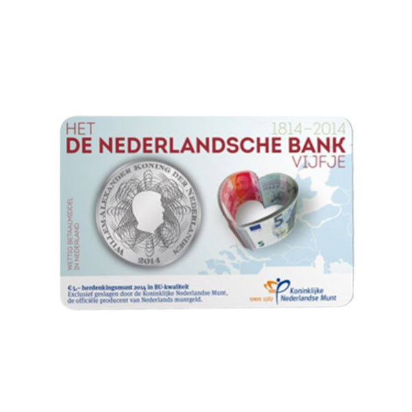 ⁣⁢Netherlands 2014 - 5 Euro Commemorative Coin - Dutch National Bank - BU⁤⁣