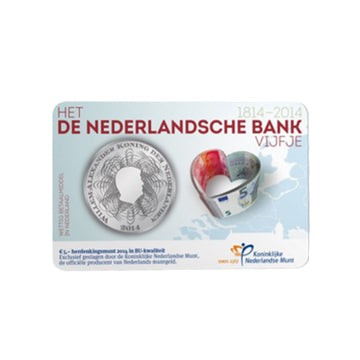 Holanda 2014 - 5 euros comemorativo - Banco holandês - BU