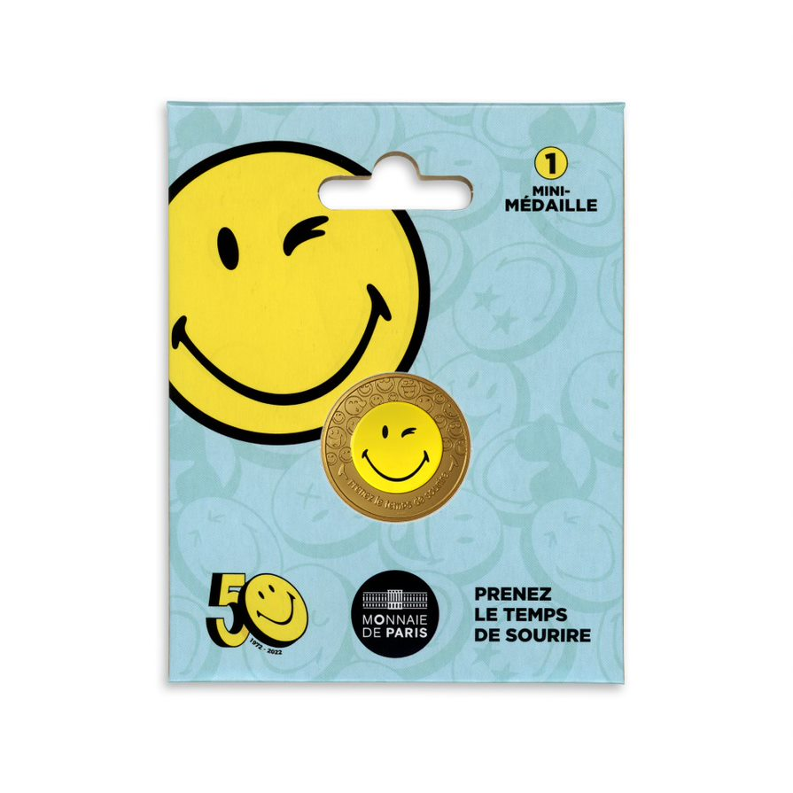 50 jaar smiley - mini gekleurde kartletmedaille - 1/5 - 2022