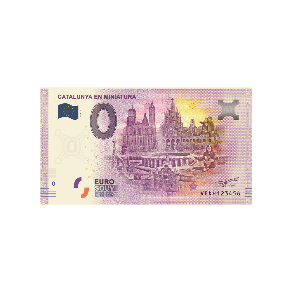 Bilhete de lembrança de zero para euro - Catalunha em miniatura - Espanha - 2019