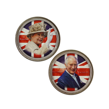 Lot Queen Elizabeth II e Carlos III - Mint de 5 xelins de prata - 1965