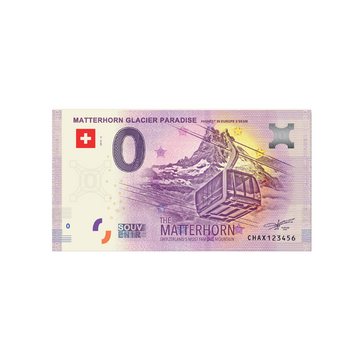 Bilhete de lembrança de zero para euro - paradisíaco da geleira Matterhorn - Suíça - 2019