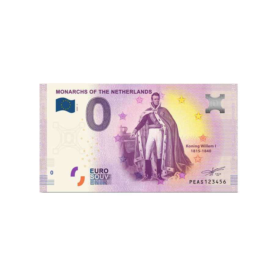 Souvenir -Ticket von null Euro - Monarchen der Niederlande Willem I - Niederlande - 2020