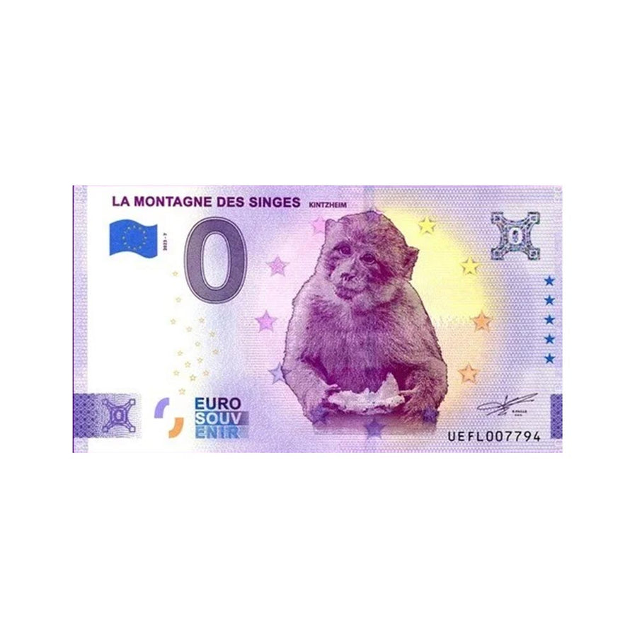 Souvenir -Ticket von null nach Euro - La Montagne des Singes - Frankreich - 2023