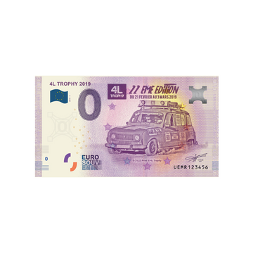 Billet souvenir de zéro euro - 4L Trophy 2019 - France - 2019