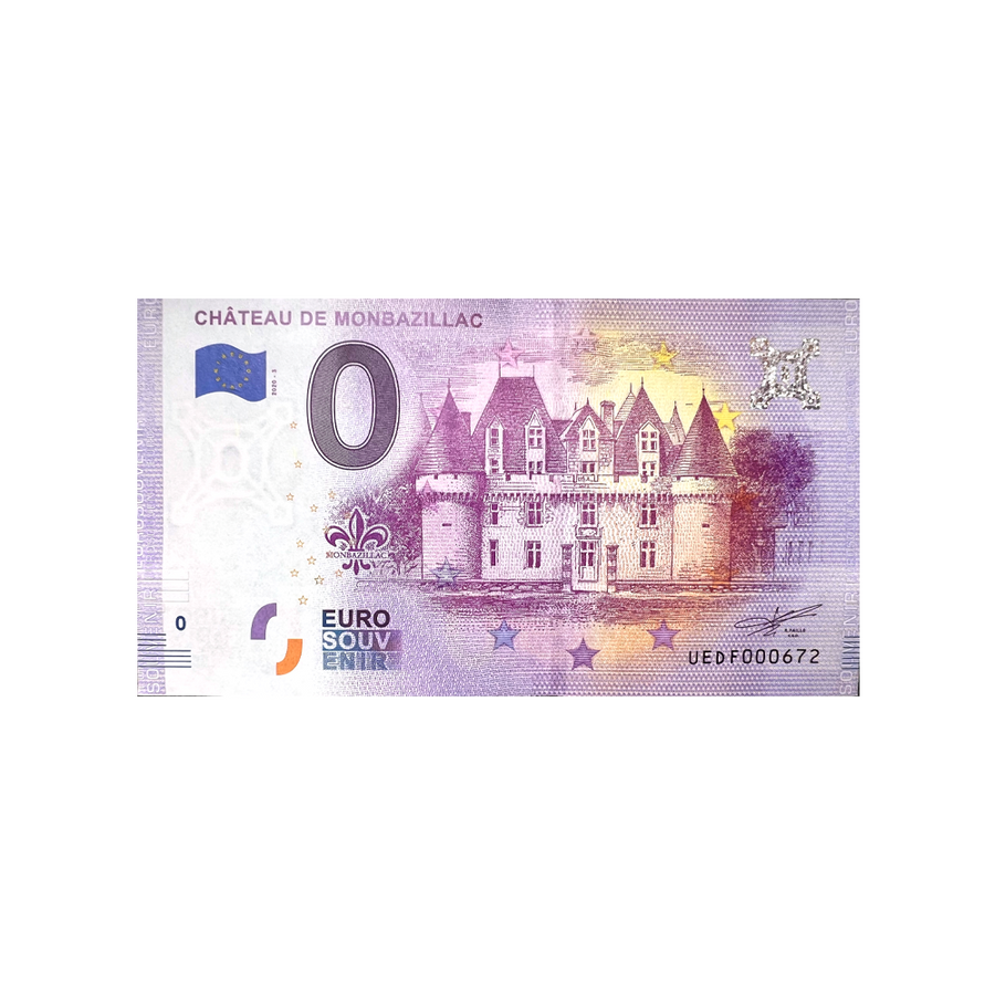 Souvenir ticket from zero to Euro - Château de Monbazillac - France - 2020