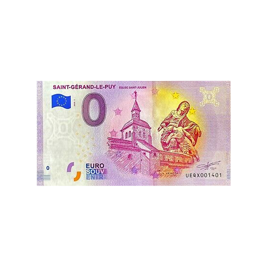 Bilhete de lembrança de zero a euro - saint -gérand -le -puy - França - 2020