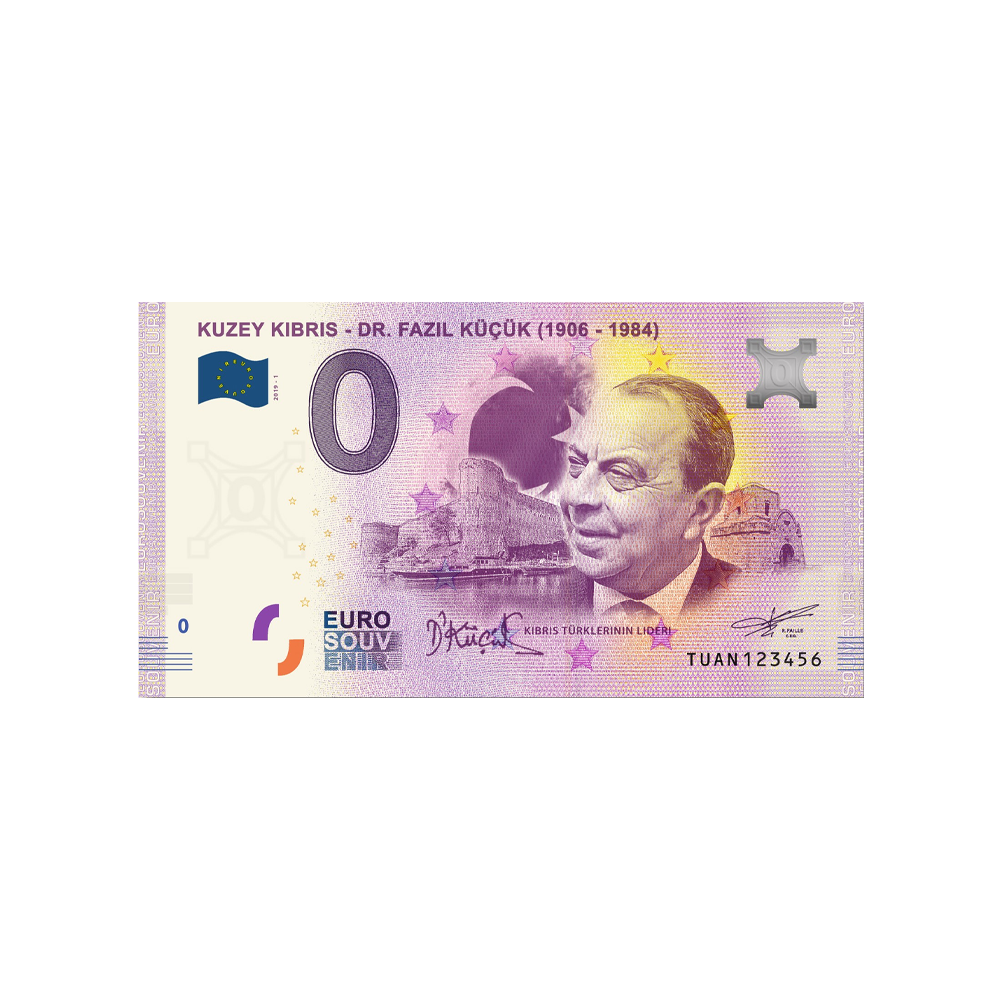 Souvenir Ticket van Zero Euro - Kuzey Kibris - Dr. Fazil Küçük - Cyprus - 2019