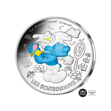 Schtroumpf coquet 2020 10 euro argent colorisé