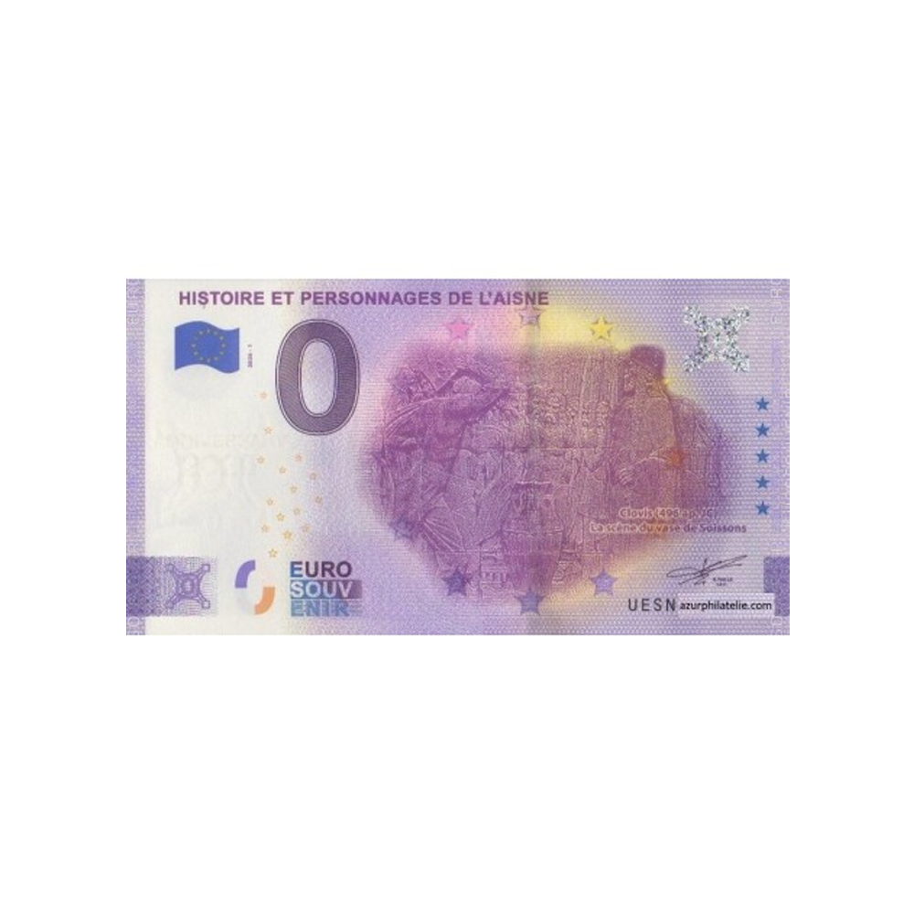 Ticket de lembrança de zero euro - história e personagens da Aisne - França - 2020