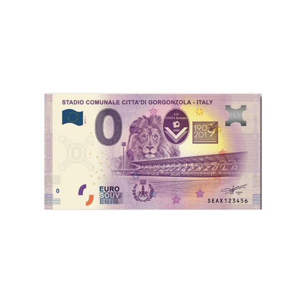 ⁣⁢Zero Euro Souvenir Banknote - Stadio Comunale Citta'di Gorgonzola - Italy - 2019⁤⁣