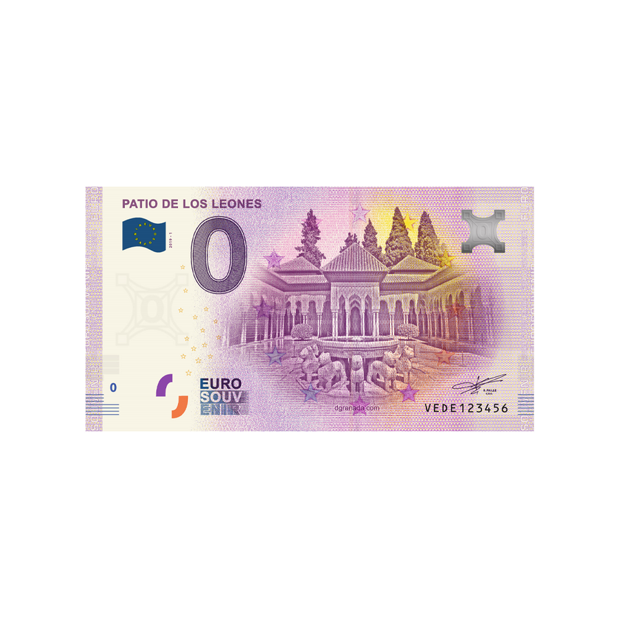Billet souvenir de zéro euro - Patio de los Leones - Espagne - 2019